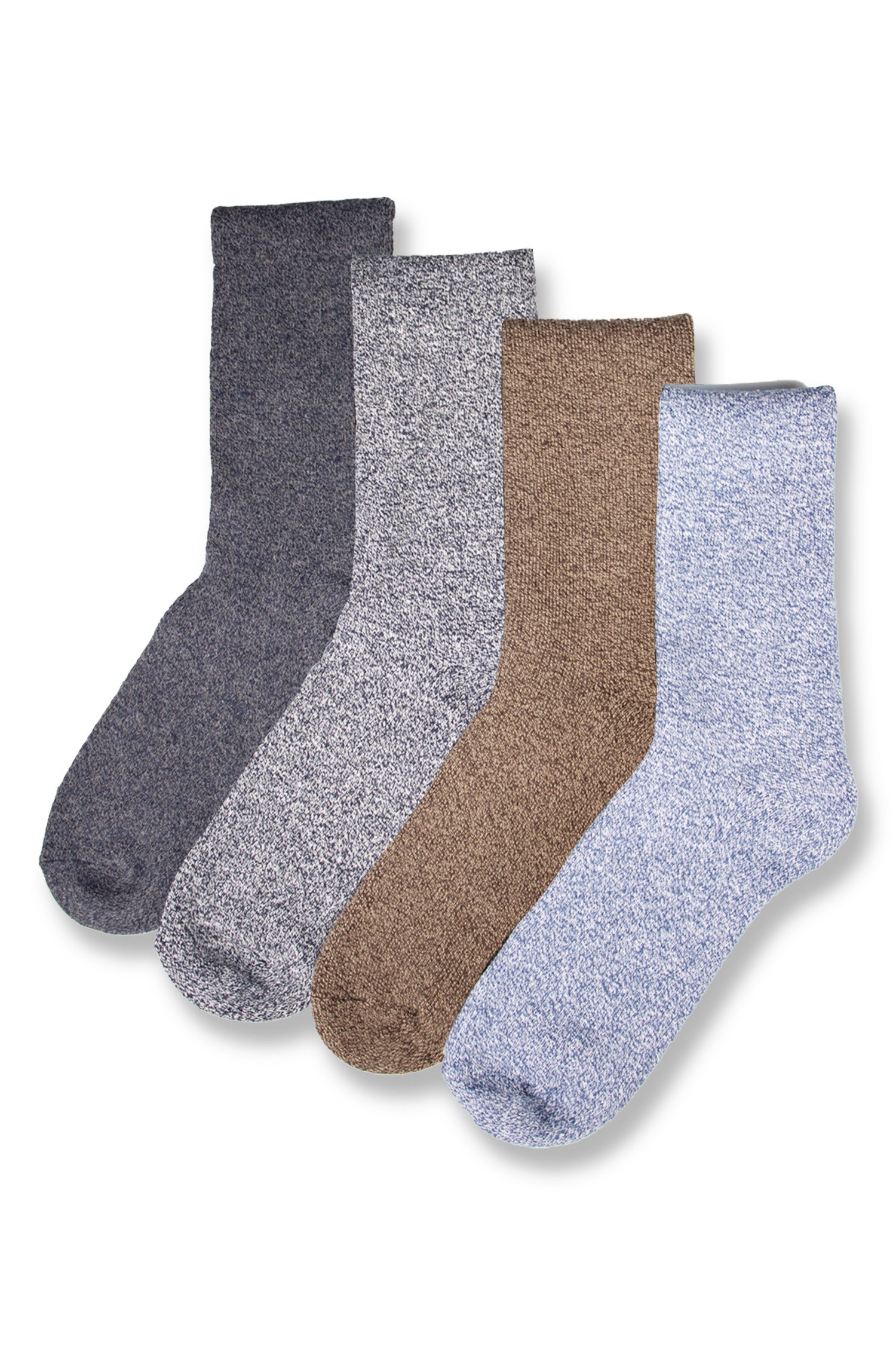 Mens Thermal Wool Blend Long Wellington Boot Socks - Assorted Colours (Blue, Black, Grey and Brown) (4 Pack)