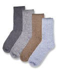 Mens Thermal Wool Blend Long Wellington Boot Socks - Assorted Colours (Blue, Black, Grey and Brown) (4 Pack)