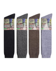 Mens Thermal Wool Blend Long Wellington Boot Socks - Assorted Colours (Blue, Black, Grey and Brown) (4 Pack)