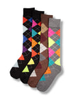 Mens Knee High Long Hose Argyle Socks - Assorted Colours (4 Pack)