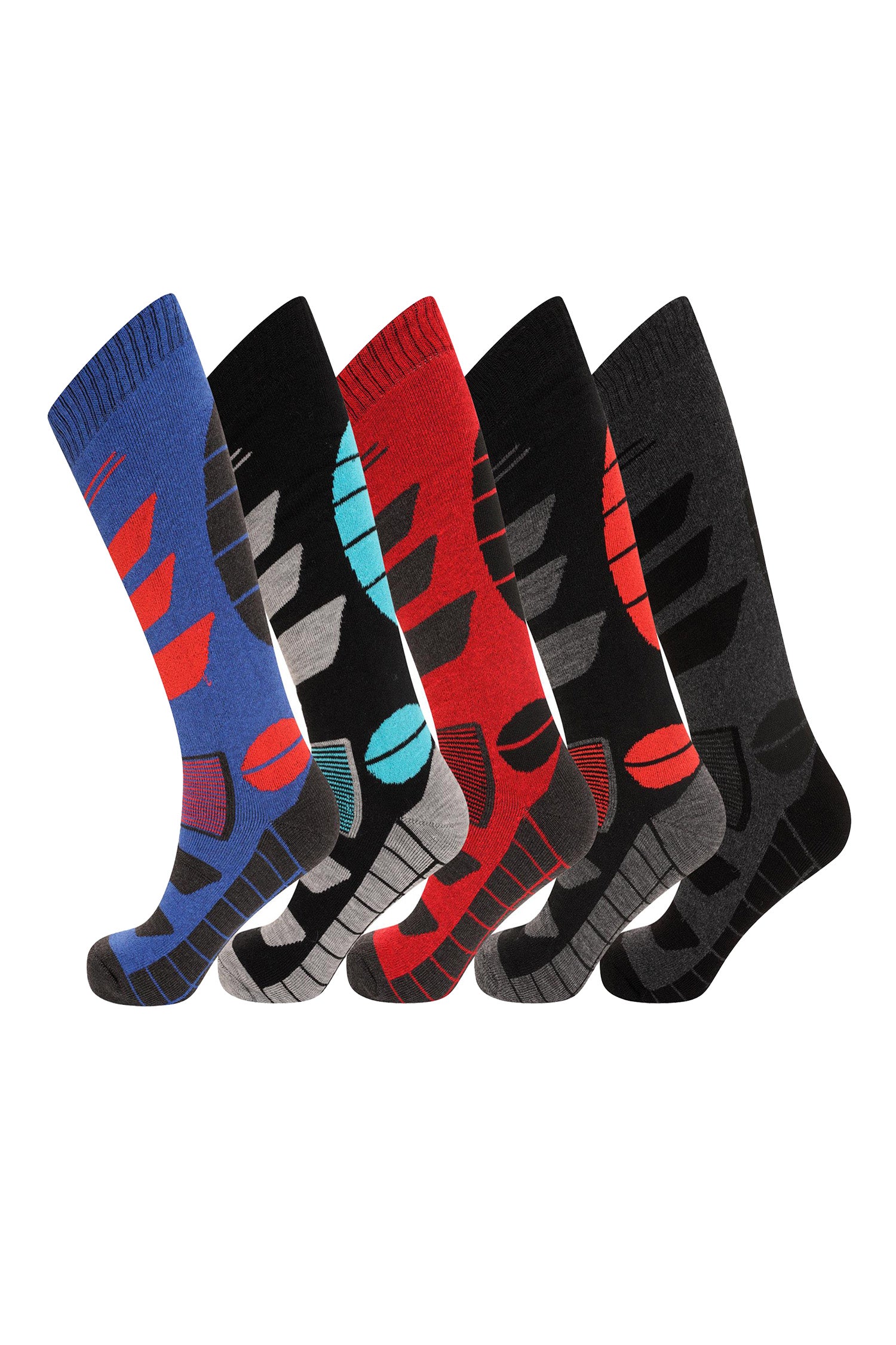 Mens High Performance Thermal Ski Socks - Multicoloured (5 Pack)