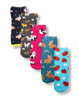 Ladies Wellington Boot Socks, Women's Welly Socks - Animal Designs (5 Pack)