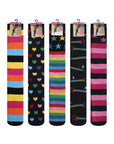 Ladies Wellington Boot Socks, Thermal - Hearts, Stars and Stripe Patterns (5 Pack)