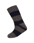 Mens Slipper Socks, Sherpa Lined with Anti Slip Grippers - Navy/Grey (1 Pack)