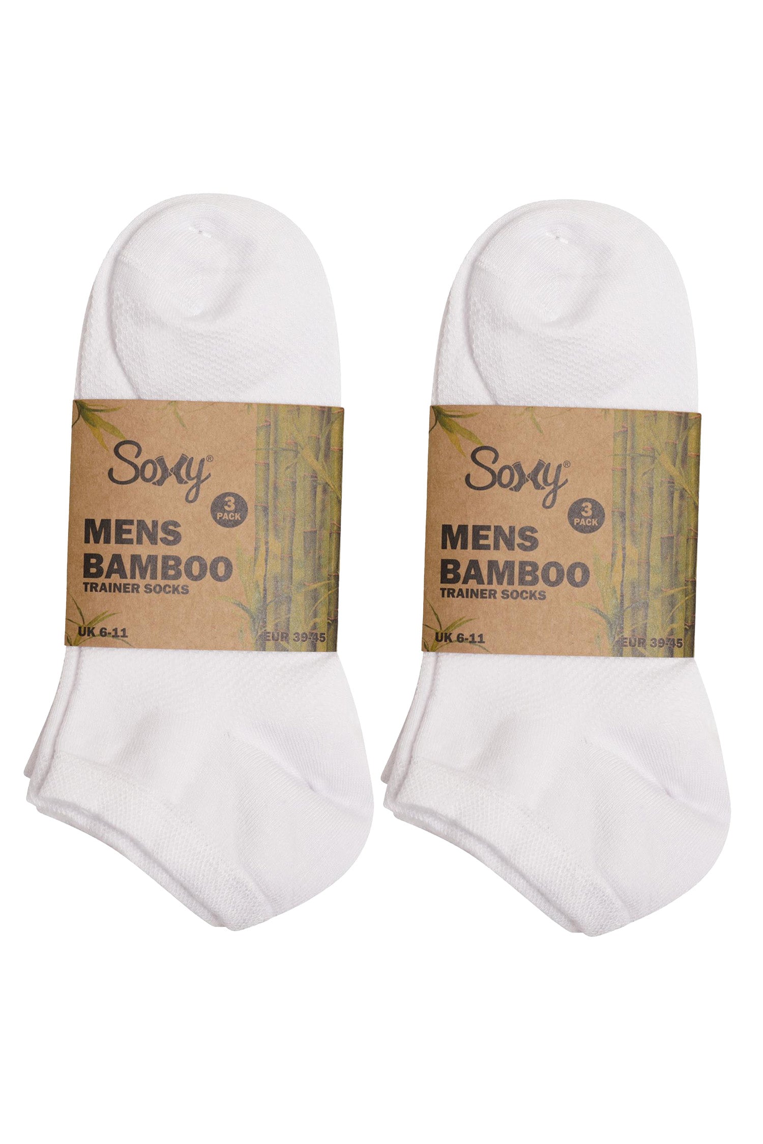 Mens Bamboo Trainer Ankle Socks, Breathable Low Cut Ankle Trainer Sock - White (6 Pack)