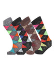 Mens Knee High Long Hose Argyle Socks - Assorted Colours (4 Pack)