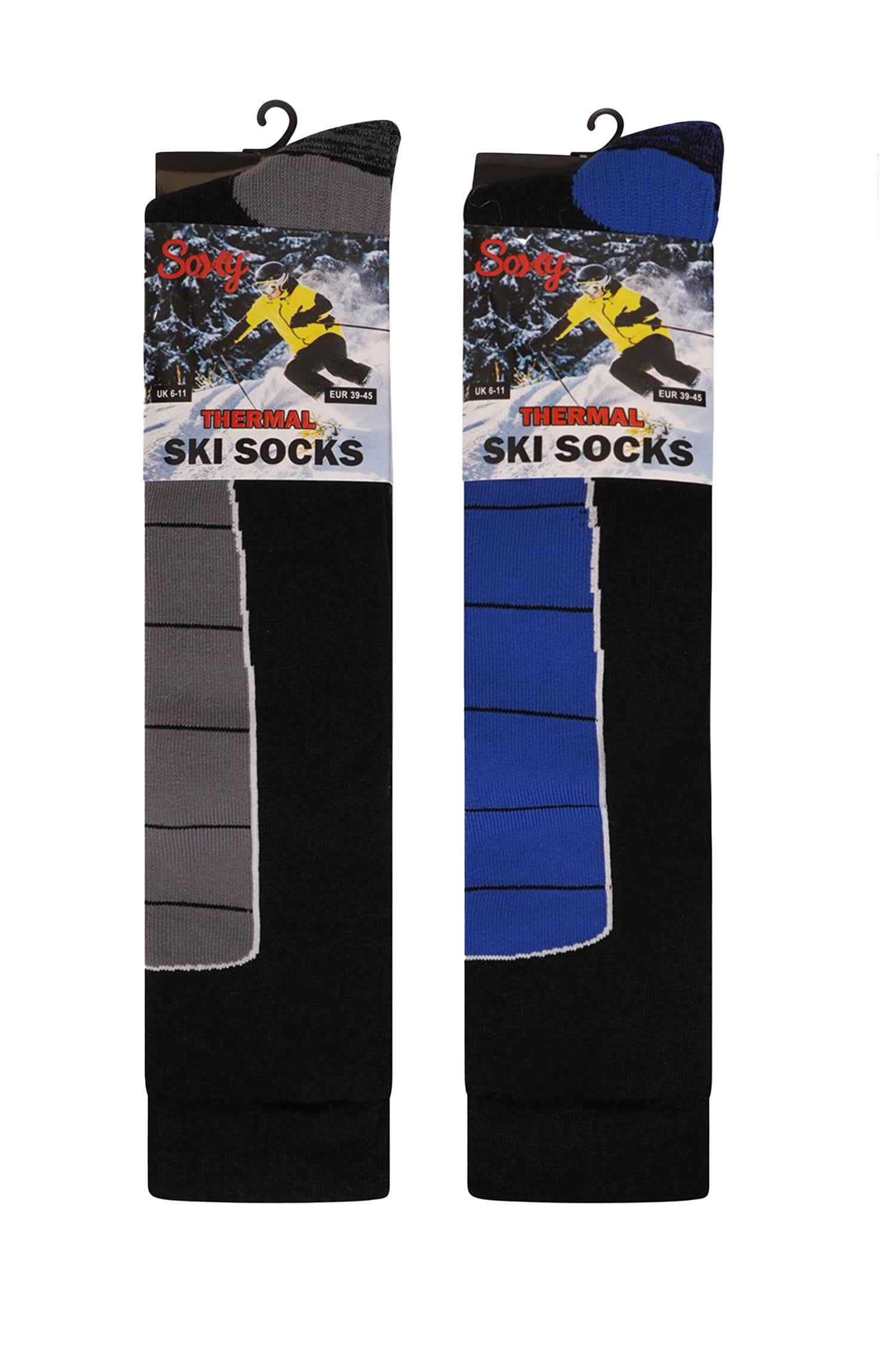 Mens High Performance Thermal Ski Socks - Multicoloured (5 Pack)