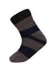 Mens Slipper Socks, Sherpa Lined with Anti Slip Grippers - Navy/Grey (1 Pack)