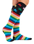 Ladies Wellington Boot Socks, Thermal - Hearts, Stars and Stripe Patterns (5 Pack)