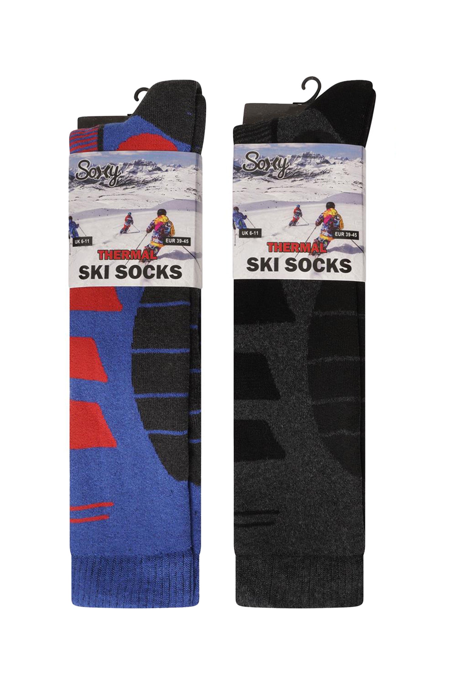 Mens High Performance Thermal Ski Socks - Multicoloured (5 Pack)