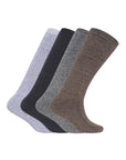 Mens Thermal Wool Blend Long Wellington Boot Socks - Assorted Colours (Blue, Black, Grey and Brown) (4 Pack)