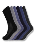 Mens Bamboo Sport Socks, Calf Size, Anti Bacterial Socks - Assorted Colours (6 Pack)