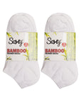 Ladies Bamboo Trainer Ankle Socks, Breathable Low Cut Ankle Trainer Sock - White (6 Pack)