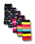 Ladies Wellington Boot Socks, Thermal - Hearts, Stars and Stripe Patterns (5 Pack)