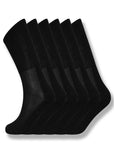 Mens Bamboo Sport Socks, Calf Size, Anti Bacterial Socks - Black (6 Pack)