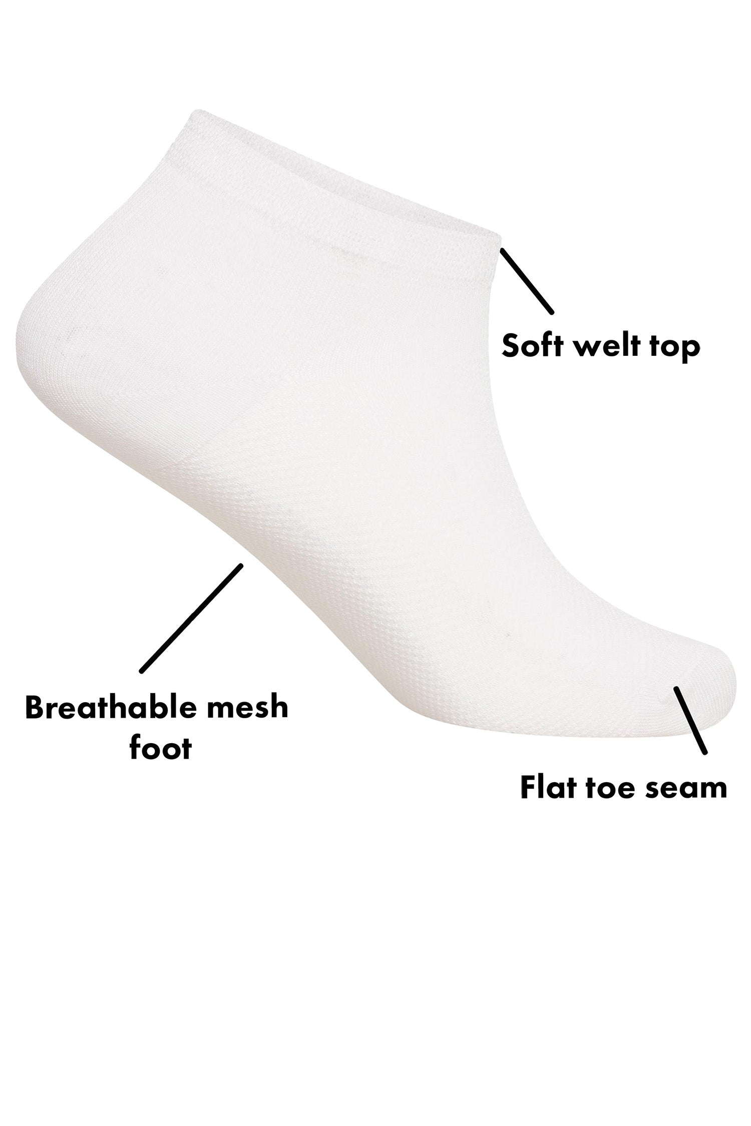 Mens Bamboo Trainer Ankle Socks, Breathable Low Cut Ankle Trainer Sock - White (6 Pack)