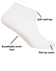 Mens Bamboo Trainer Ankle Socks, Breathable Low Cut Ankle Trainer Sock - White (6 Pack)