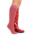 Ladies Wool Blend Long Wellington Boot Socks, Women's Welly Socks- Assorted Colours (Red, Green, Blue and Wine Red) (4 Pack)