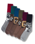 Mens Novelty Socks Cotton Rich Dad Gift - Animal Print (6 Pack)