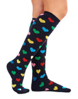 Ladies Wellington Boot Socks, Thermal - Hearts, Stars and Stripe Patterns (5 Pack)