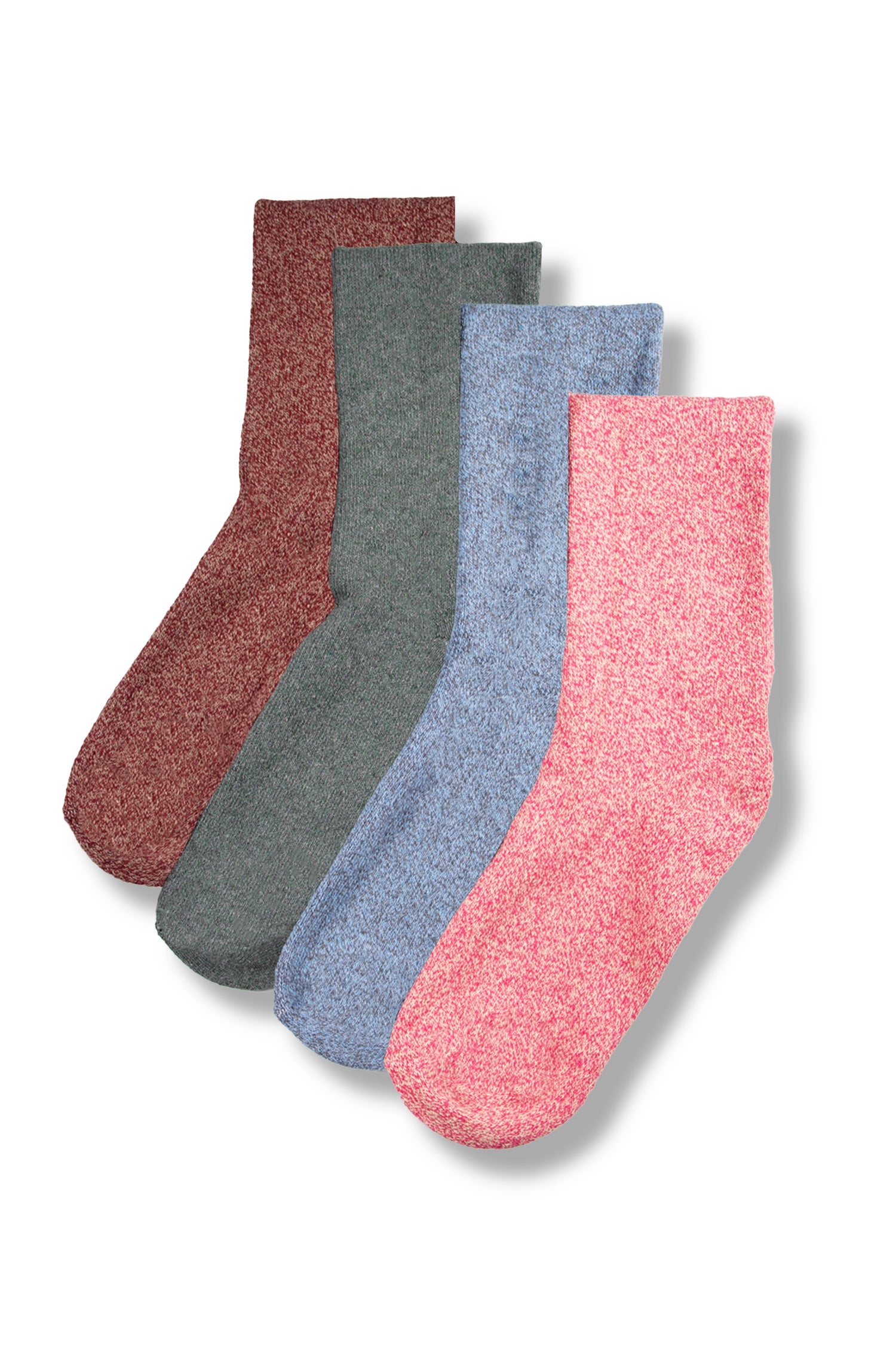 Ladies Wool Blend Long Wellington Boot Socks, Women&#39;s Welly Socks- Assorted Colours (Red, Green, Blue and Wine Red) (4 Pack)