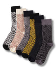 Mens Novelty Socks Cotton Rich Dad Gift - Greek Key (Geometric) Design (6 Pack)