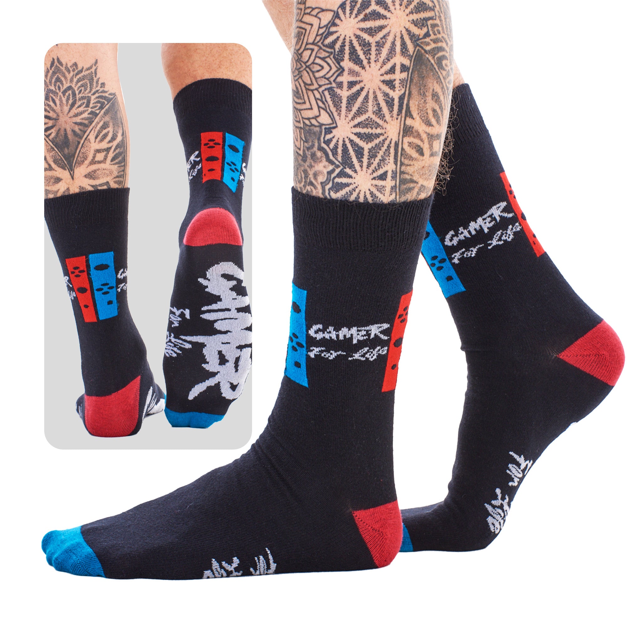 Boys and Girls Gamer For Life Socks - Assorted Gaming Controller Designs (6 Pack)