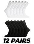 Mens Cotton Rich Sport and Work Socks Work Socks - Black, White and Mix (12 Pack)