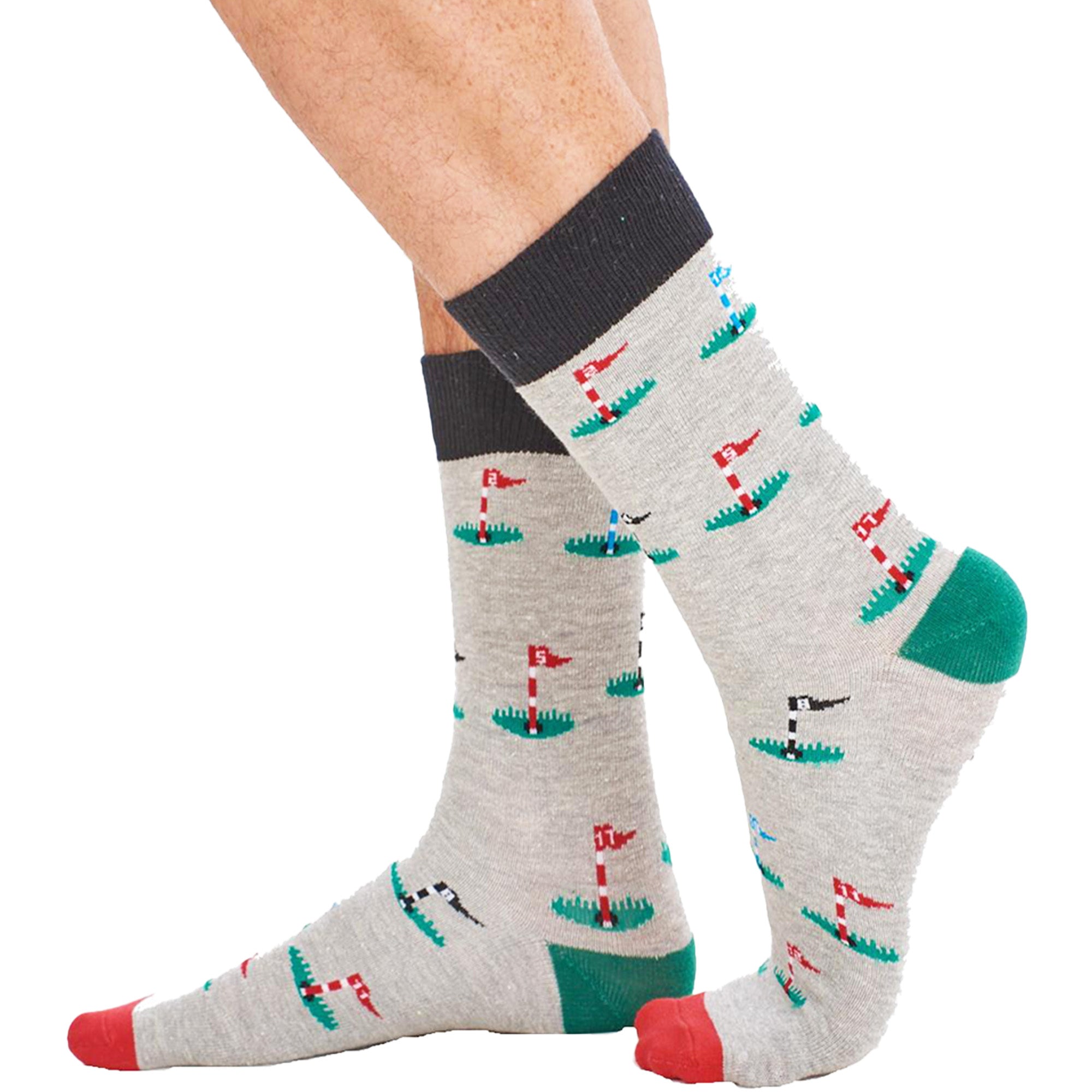 Mens 6 Pack Golf Designs Cotton Rich Socks - Size UK 6-11