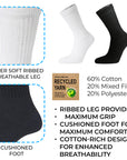 Mens Cotton Rich Sport and Work Socks Work Socks - Black, White and Mix (12 Pack)