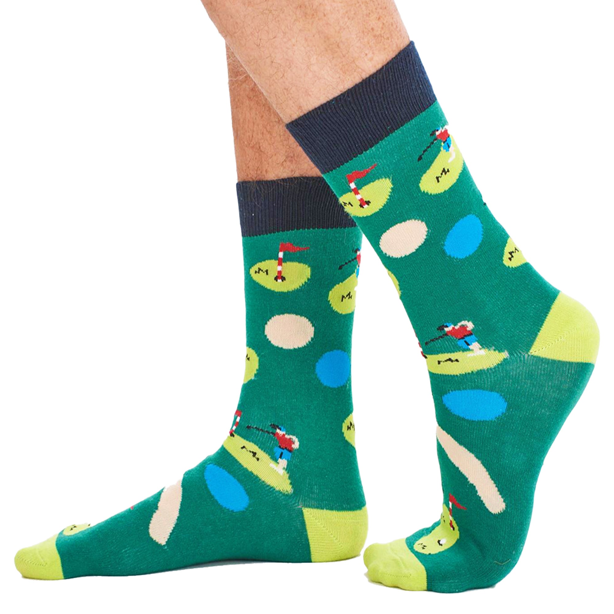 Mens 6 Pack Golf Designs Cotton Rich Socks - Size UK 6-11