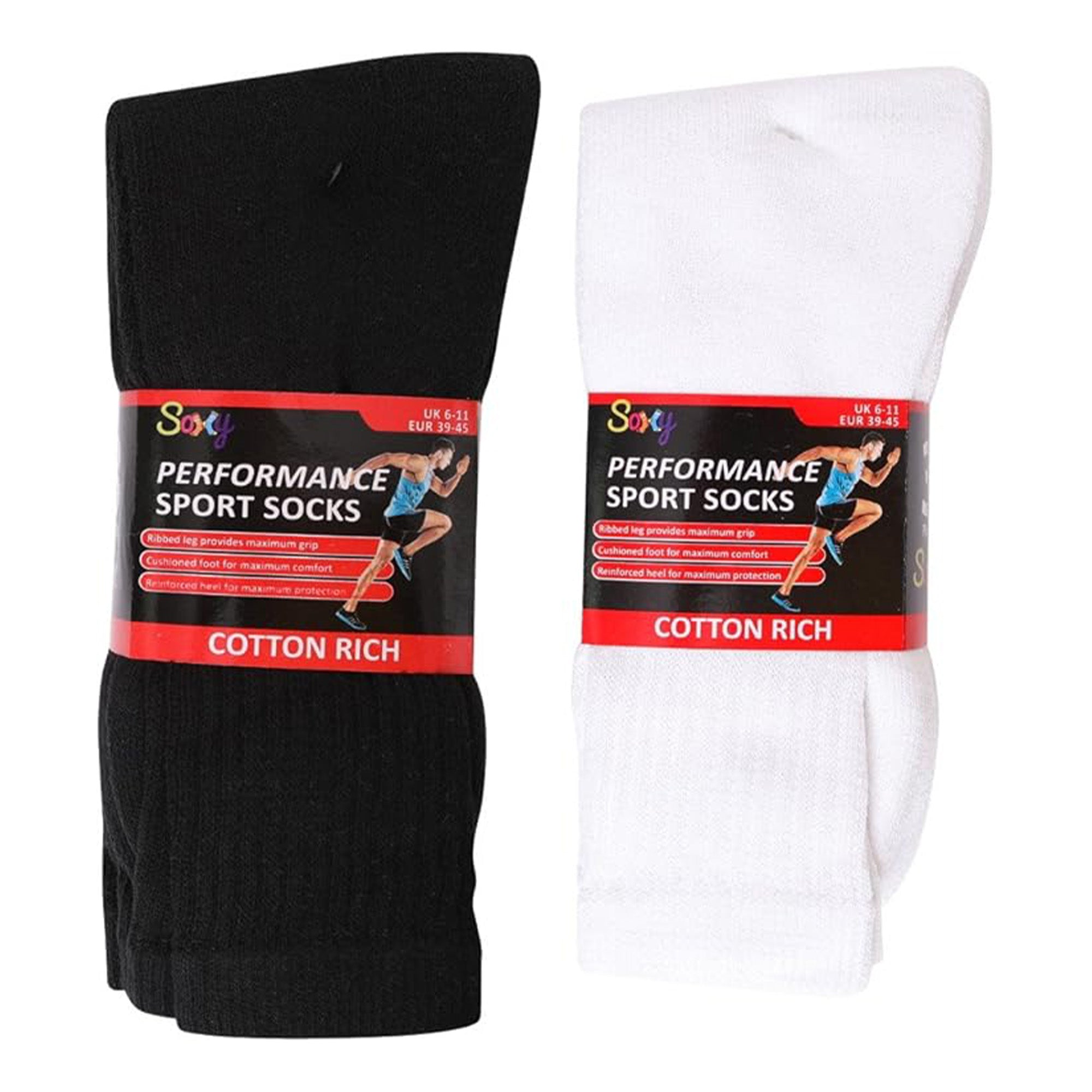 Mens Cotton Rich Sport and Work Socks Work Socks - Black, White and Mix (12 Pack)