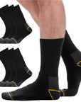 Mens Heavy Duty Work Socks, Safety/Steel Toe Boot Socks - Black (12 Pack)