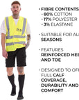 Mens Heavy Duty Extra Long Work Socks, Safety/Steel Toe Boot Socks - Black