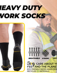 Mens Heavy Duty Work Socks, Safety/Steel Toe Boot Socks - Black (12 Pack)