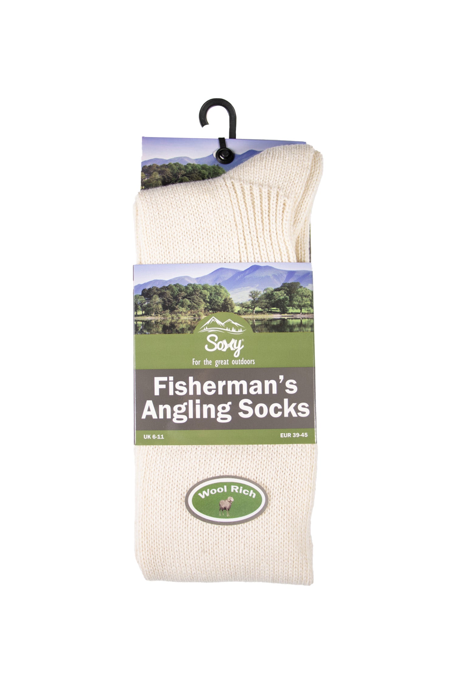 Mens Fisherman Angling Boot Country Fishing Socks - Cream (4 Pack)