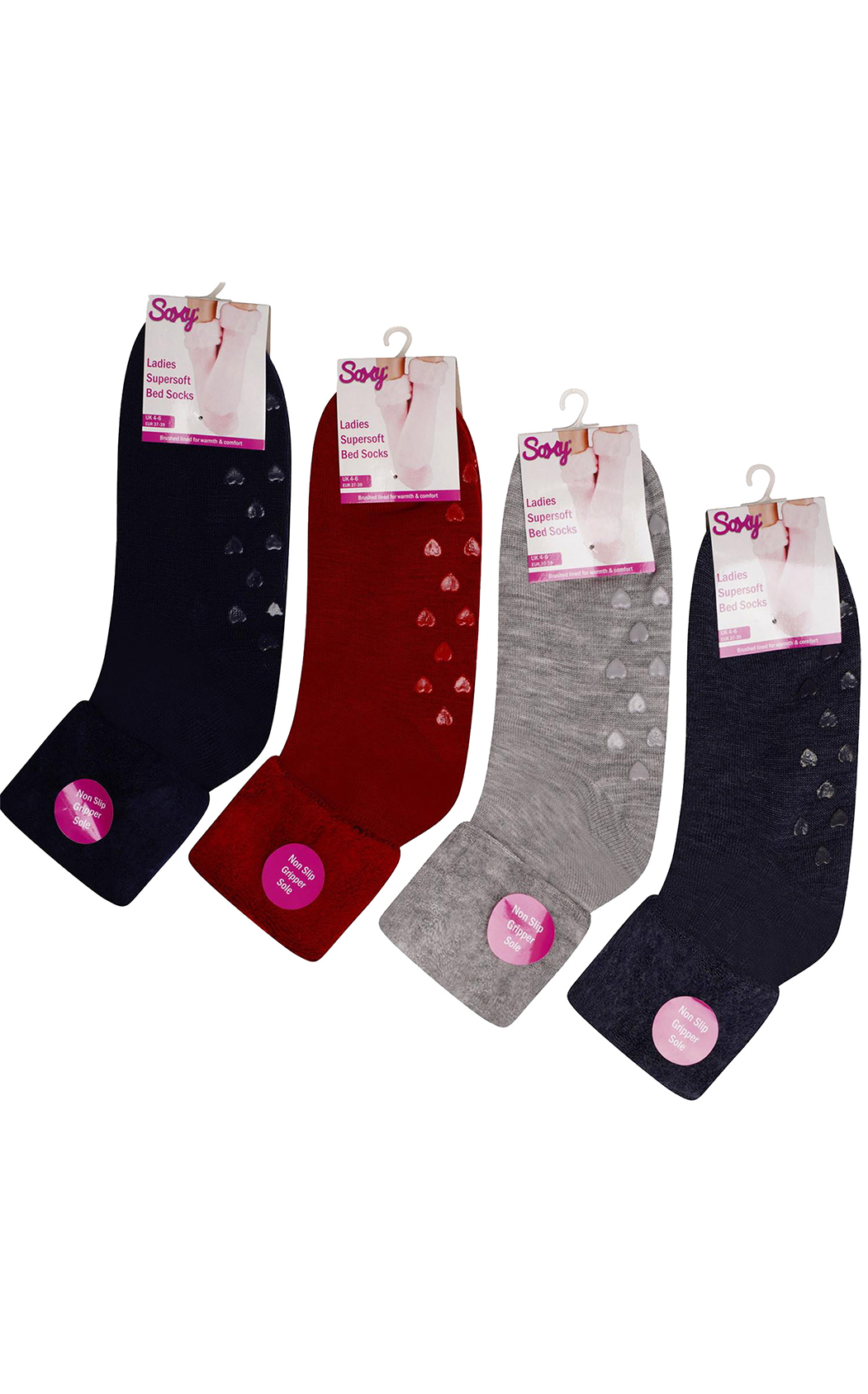 Ladies Super Soft Bed Socks, Fleece Lined Brushed Thermal - Animal Print (4 Pack)