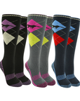 Ladies Equestrian Socks - Performance Riding Socks Horse Argyle Design - Walking, Country, Riding Boot Socks (3 Pack)