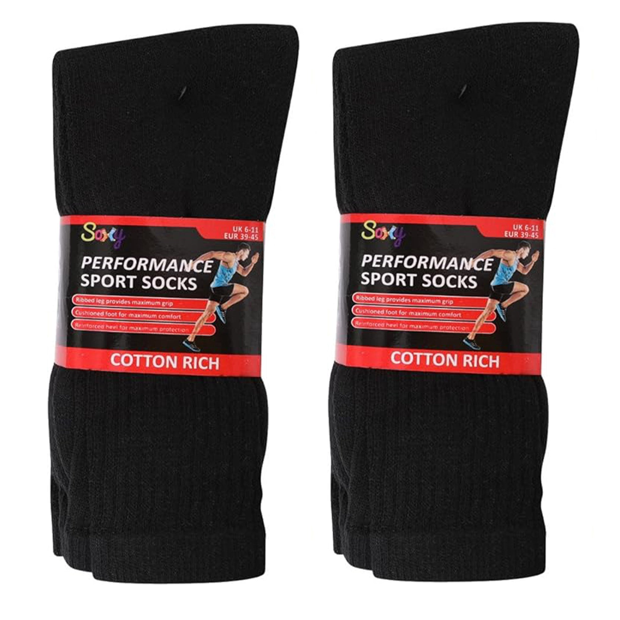 Mens Cotton Rich Sport And Work Socks - Black and White (20 Pack)