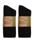 Mens Bamboo Sport Socks, Calf Size, Anti Bacterial Socks - Black (6 Pack)